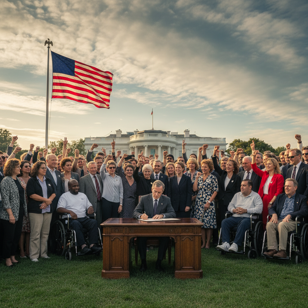 חוק האמריקאים עם מוגבלויות נחתם כחוק בארה"ב