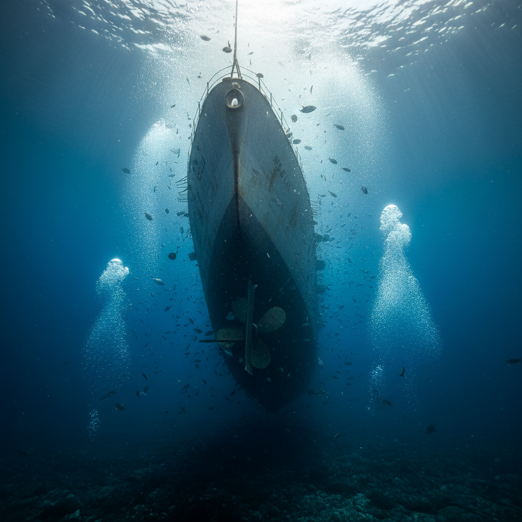 הספינה HMS סקילה מוטבעת מוחופי קורנוול ליצירת שונית מלאכותית