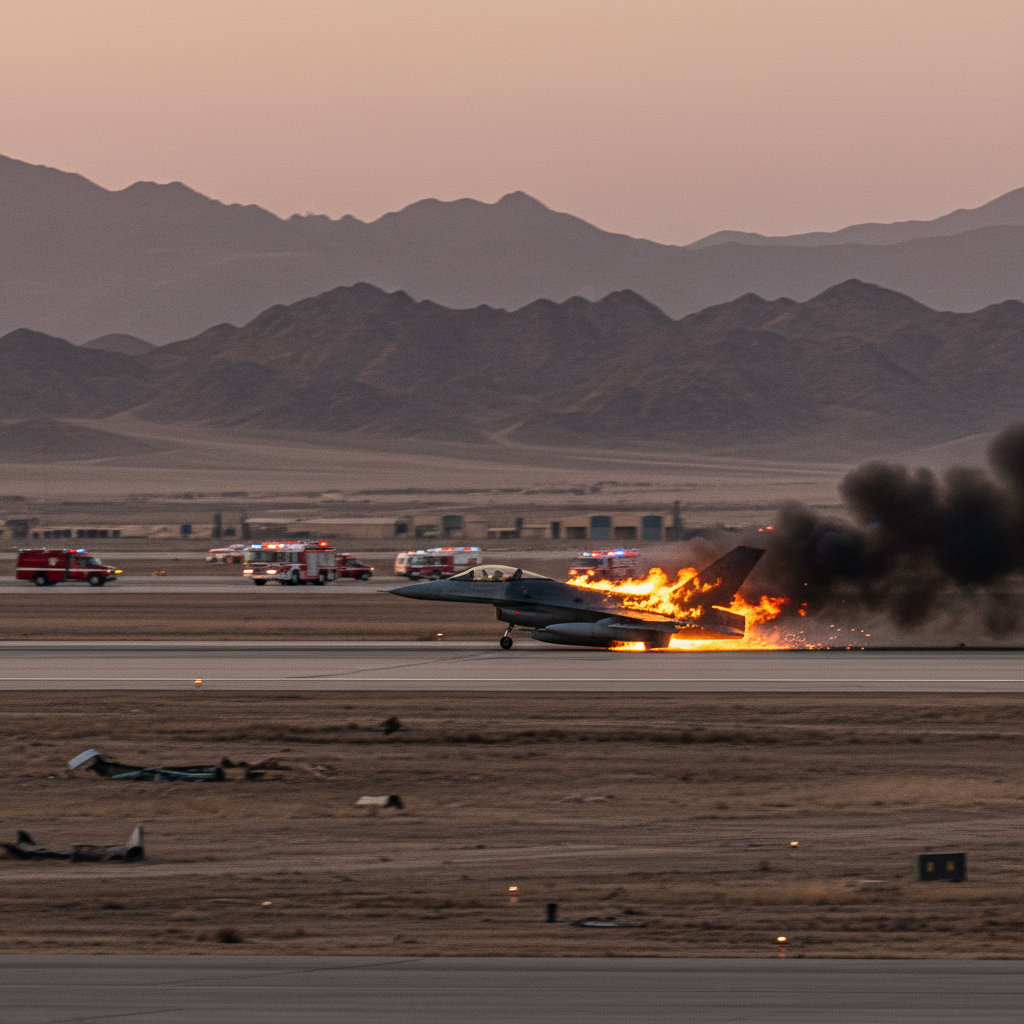 מטוס F-16 של חיל האוויר האמריקני מתרסק בהמראה מבסיס בגראם באפגניסטן