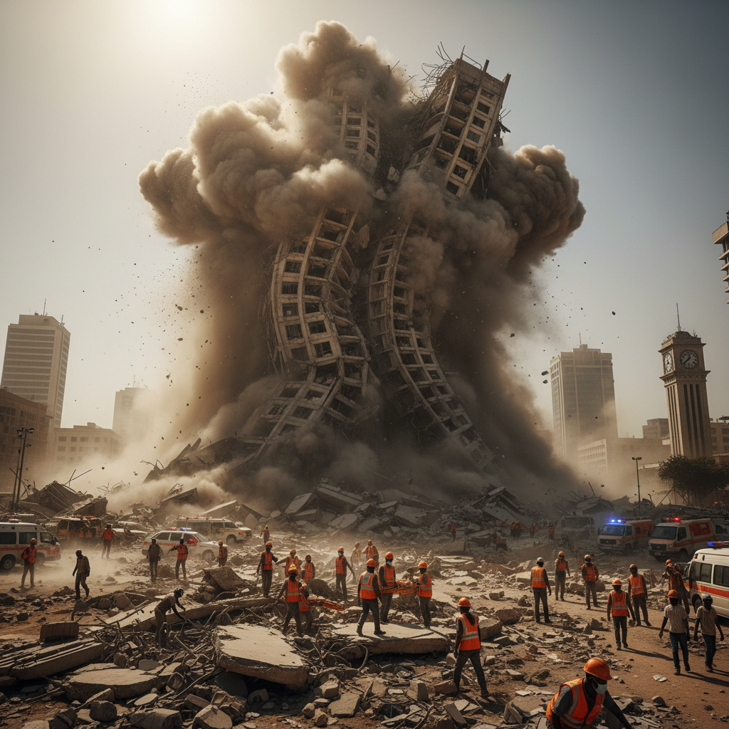 לפחות 36 הרוגים בקריסת בניין בן 16 קומות בדאר א-סלאם, טנזניה