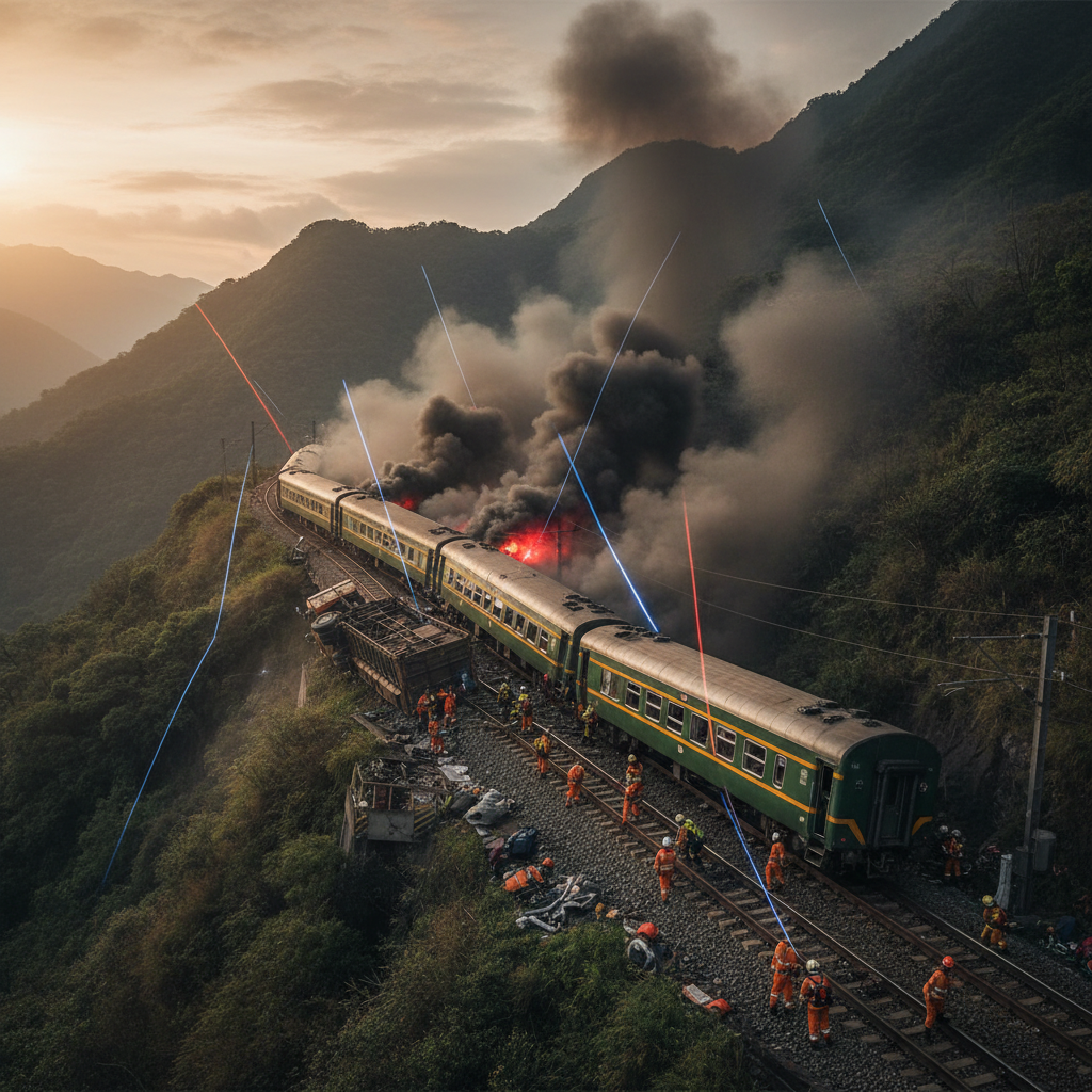 קטלניות רכבת בטאיוואן לאחר שמוביל נגרר למסילה