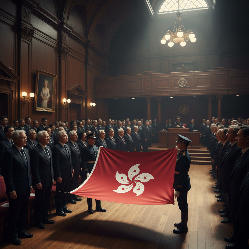 דגל הונג קונג הנוכחי מאומץ לקראת העברת הריבונות