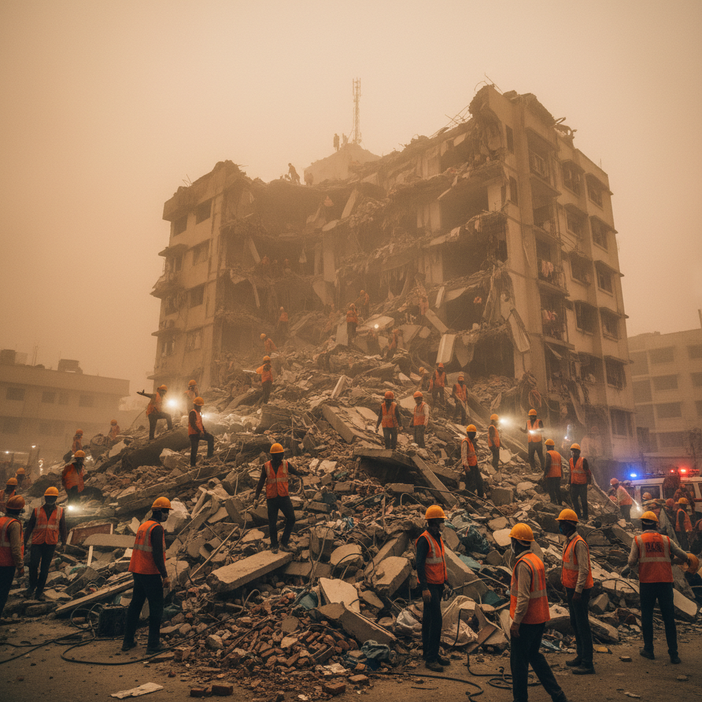 74 הרוגים בקריסת בניין בתאנה, הודו