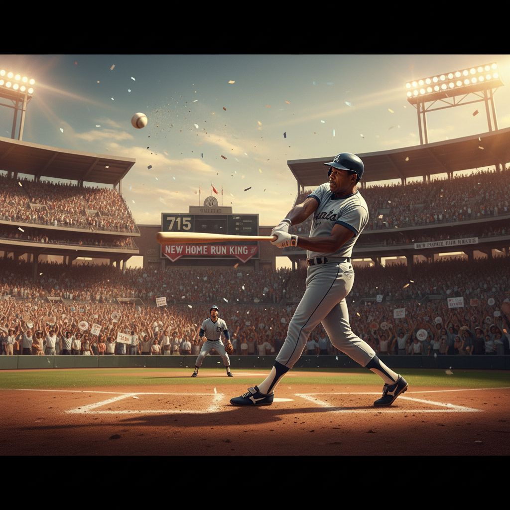 האנק אהרון שובר את שיא ההום ראנס של בייב רות'