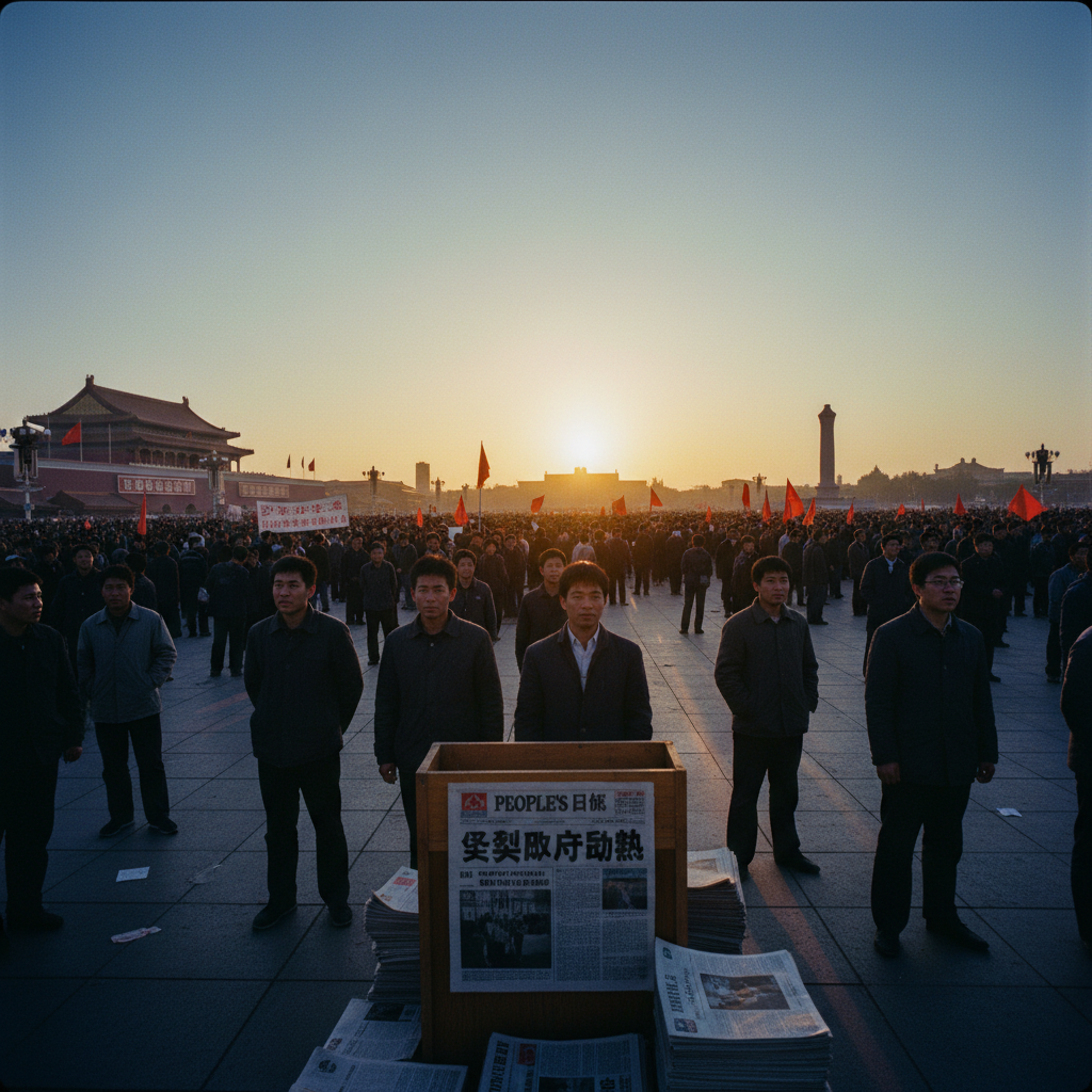 העם היומי מפרסם מאמר מערכת ב-26 באפריל המלהיב את הפגנות כיכר טיאנאנמן